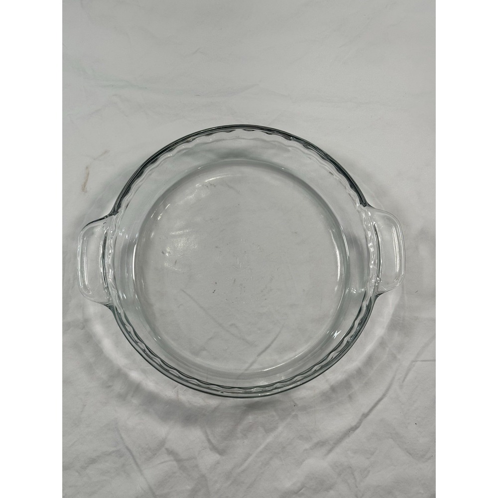 ANCHOR HOCKING Clear Glass Fluted 9.5" Pie Baking Dish Plate Looks New‎